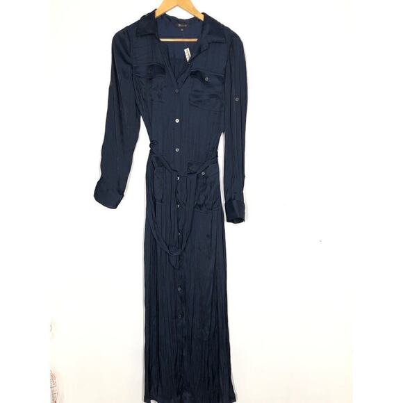 Madewell Button Front Utility Shirtdress in Satin Deep Indigo Blue NWT S - Picture 7 of 14